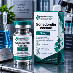 Gonadorelin Acetate 5mg vial with teal cap and matching product packaging.