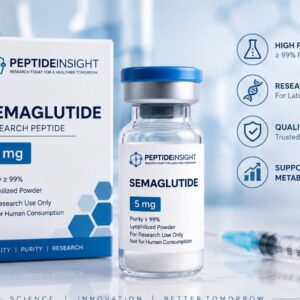 Semaglutide research peptide vial and packaging for laboratory research