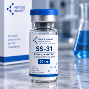 SS-31 50mg research peptide vial and packaging by Peptide Insight